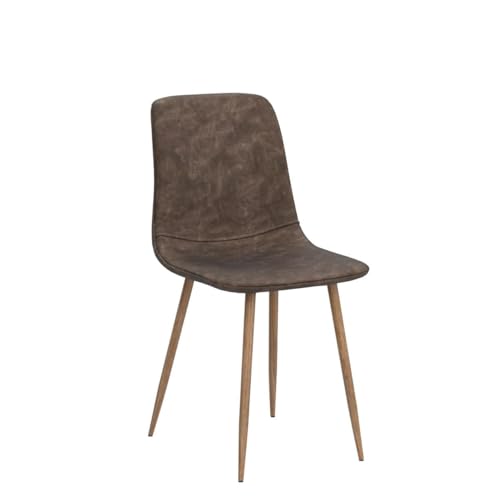 CangLong Set of 4, Kitchen PU Cushion Seat Back, Modern Mid Century Living Room Side Metal Legs Dining chair, Brown