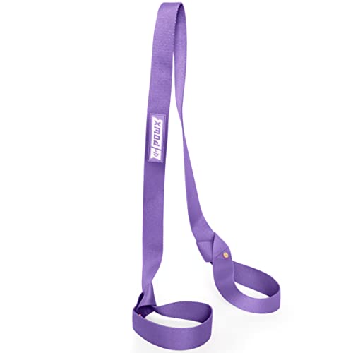 PowX Yoga Strap for Carrying Mat & Stretching – Premium Nylon Yoga Mat Straps for Carrying Your Mat Anywhere & Using as a Stretching Strap – Extra-Long Yoga Mat Strap for Any Mat, 1.5x63 In. (Purple)