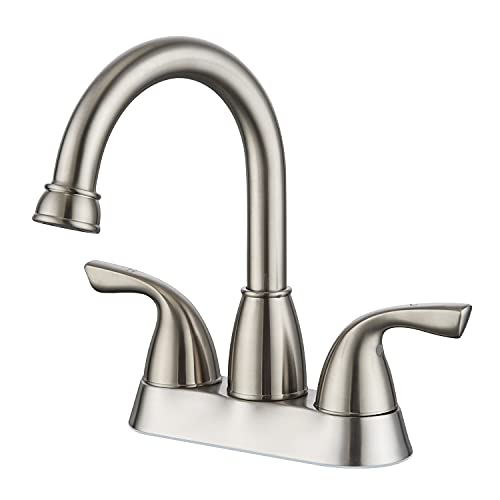 Lexdale Bathroom Sink Faucet Vanity Bathroom Faucet Brushed Nickel Brass Lavatory Faucet Centerset 2 Handles Sink Faucet with Pop up Drain and Supply Lines