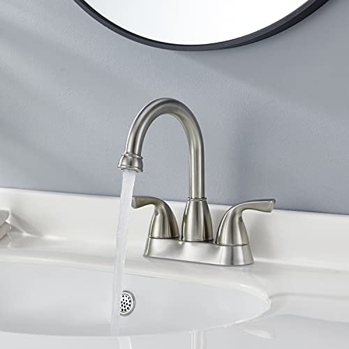 Lexdale Bathroom Sink Faucet Vanity Bathroom Faucet Brushed Nickel Brass Lavatory Faucet Centerset 2 Handles Sink Faucet with Pop up Drain and Supply Lines