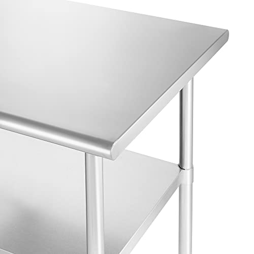 GRIDMANN Stainless Steel Work Table 60 x 24 Inches, NSF Commercial Kitchen Prep Table with Under Shelf for Restaurant and Home