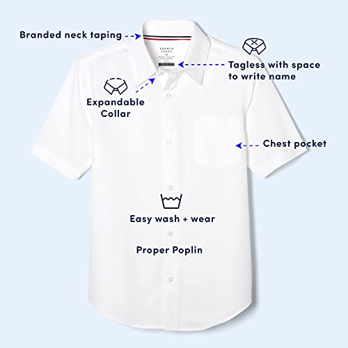 French Toast Boys' Short Sleeve Classic Poplin Dress Shirt (Standard & Husky), White, 5