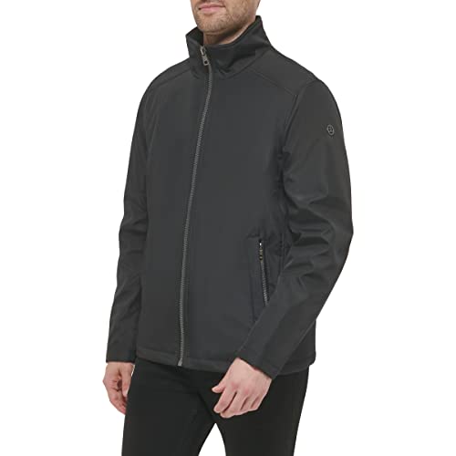 Calvin Klein Men's Stand Collar Poly Jacket, Black, Medium
