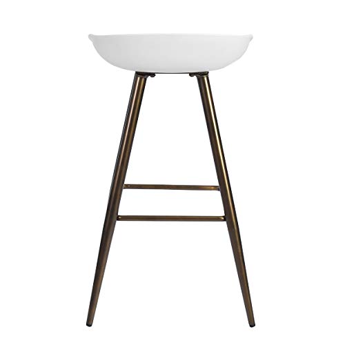 Homy Casa Inc Set of 2 Modern Simple Bar Stools,32.3" Counter Height Bar Stools Bar Chair with Low Backrest&Footrest for Home Bar Kitchen Dining Room Living Room Pub, White & Bronze