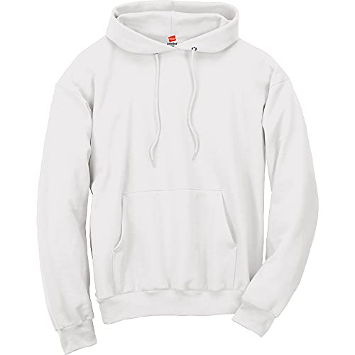 Hanes Men's Pullover EcoSmart Hooded Sweatshirt, white, Medium