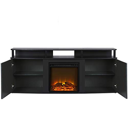 Ameriwood Home Carson Electric Fireplace TV Console for TVs up to 70", Black