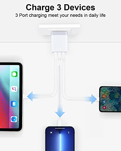 Wall Charger, USB Charger Adapter, 3.1A/3Pack Muti Port Fast Charging Station Power Charge Base Block Plug for iPhone 14 13 12 Pro/SE/11Pro Max/X/8/7 Plus, Samsung S21/S10/S9/S8, Kindle Fire USB Plug