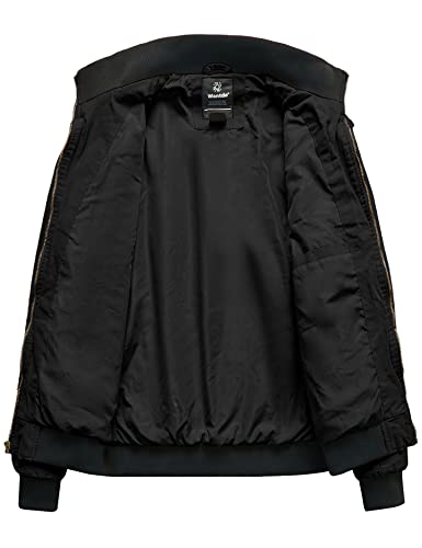 wantdo Men's Safari Casual Jacket Sports Durable Cotton Jacket Black Large