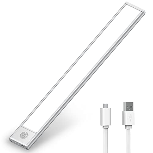 LED Motion Sensor Cabinet Light, Under Cabinet Lights, Wireless USB Rechargeable Kitchen Night Lights, Stick-on Anywhere Battery Powered Operated Light, 35-LED Light for Stairway Wardrobe, Closets