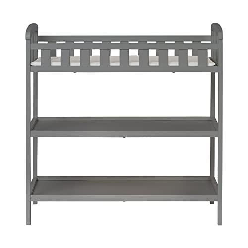 Dream On Me Emily Changing Table In Steel Grey, Comes With 1" Changing Pad, Features Two Shelves, Portable Changing Station, Made Of Sustainable New Zealand Pinewood