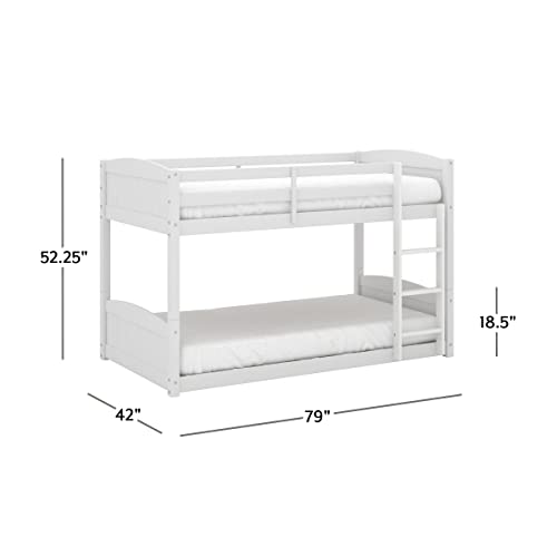 Hillsdale Alexis Contemporary Wood Arch Twin Over Twin Floor Bunk Bed with Slats, White