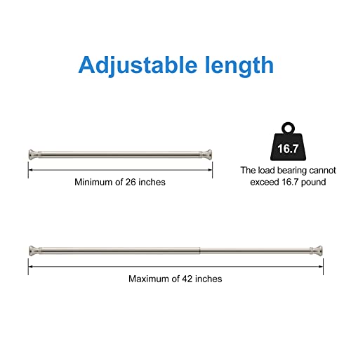 Amazer Spring Tension Curtain Rod, Small Curtain Rod - 26-42 Inches Rust-Resistance Doorway Curtain Rod, Nickel