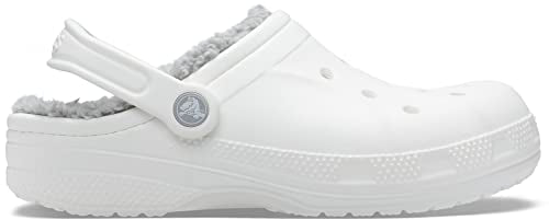 Crocs Unisex-Adult Ralen Lined Clogs | Fuzzy Slippers, White/Light Grey, 12 Women / 10 Men