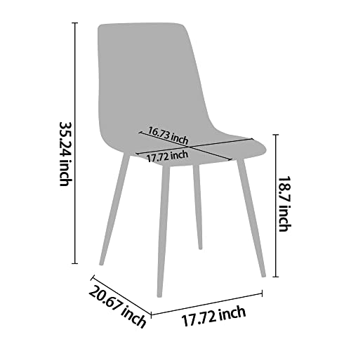 CangLong Set of 4, Kitchen PU Cushion Seat Back, Modern Mid Century Living Room Side Metal Legs Dining chair, Brown