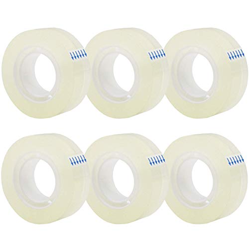 OWLKELA 6 Rolls Transparent Tape Refills, Clear Tape, All-Purpose Transparent Glossy Tape for Office, Home, School