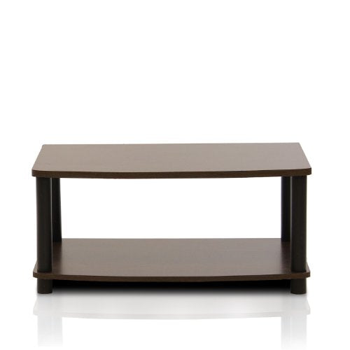 Furinno Turn-N-Tube No Tools 2-Tier Elevated TV Stand, Plastic Round Tubes, Dark Brown/Black