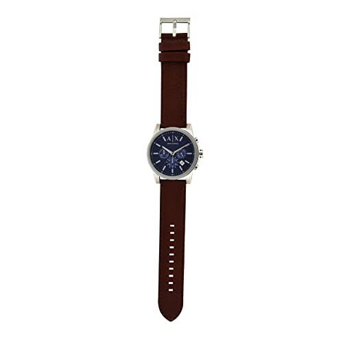 AX ARMANI EXCHANGE Men's Leather Watch, Color: Blue/Brown (Model: AX2501)