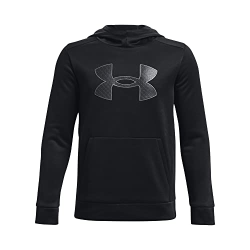 Under Armour Boys ArmourFleece Big Logo Hoodie , (001) Black / Black / Pitch Gray , Youth Medium