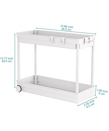 Fowooyeen Bathroom Organizer 2 Pack Bathtub Trays Cabinet Counter Organization Under Sink Storage for Bathroom and Kitchen White1