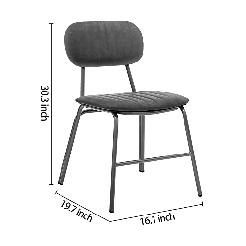 CangLong Home Laurette Collection Modern Style PU Upholstered (Set of 2) with Stainless Steel Frame & Legs, Grey Dining Chairs