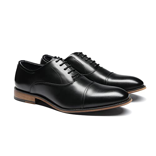Bruno Marc Mens Lace Up Soft Cap-Toe Formal Dress Shoes, 2/Black - 8 (Oxford)
