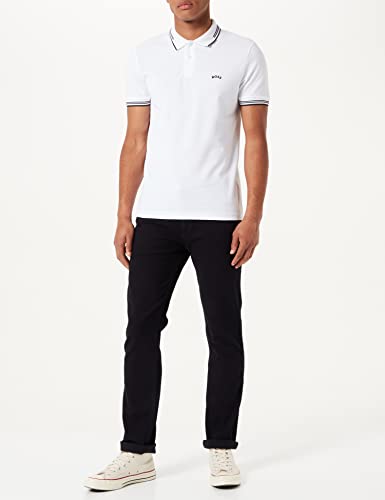 BOSS Men's Paul Curved Logo Polo Shirt, Crisp White