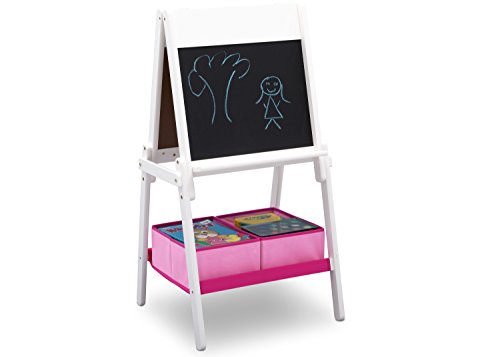 Delta Children MySize Kids Double-Sided Storage Easel -Ideal for Arts & Crafts, Homeschooling and More,- Greenguard Gold Certified, Bianca White