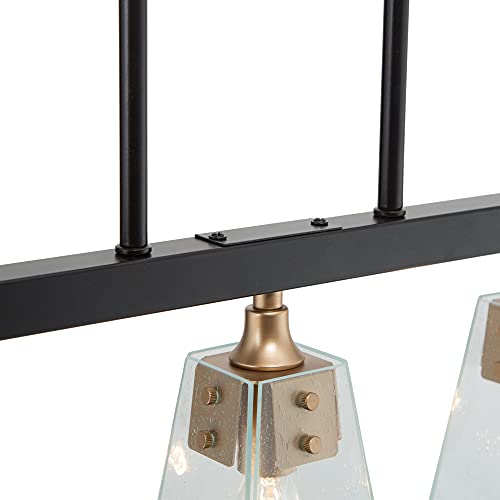 KSANA Gold Chandelier, 5-Light Modern Farmhouse Chandelier for Dining Room, Kitchen Island with Seeded Glass Shades, 34"
