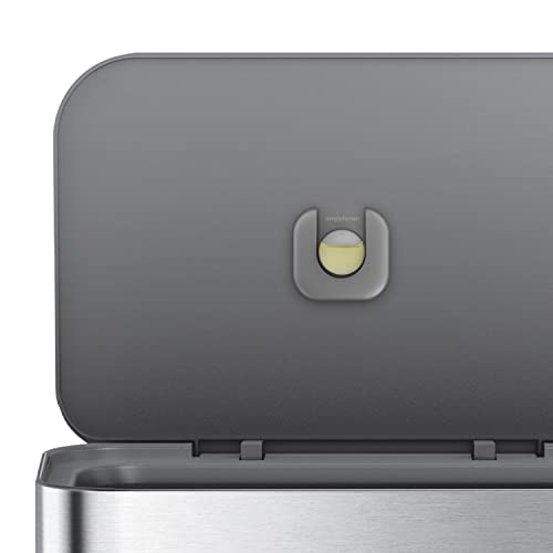 simplehuman 45 Liter / 12 Gallon Liter Rectangular Hands-Free Kitchen Step Trash Can with Soft-Close Lid, Brushed Stainless Steel with Plastic Lid