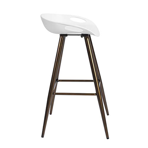 Homy Casa Inc Set of 2 Modern Simple Bar Stools,32.3" Counter Height Bar Stools Bar Chair with Low Backrest&Footrest for Home Bar Kitchen Dining Room Living Room Pub, White & Bronze