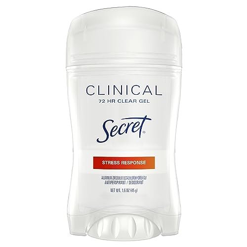 Secret Clinical Strength Antiperspirant Deodorant for Women, Stress Response Clear Gel, 1.6 Oz (Pack of 3)