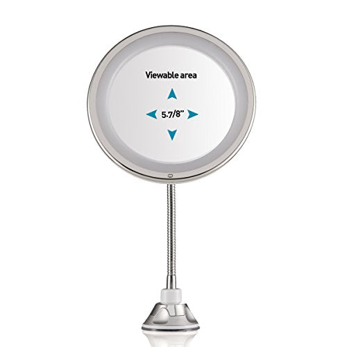 PROBEAUTIFY Lighted Makeup Mirror - 10” Long Gooseneck Mirror - Warm LED Light, Cordless, Adjustable, Bathroom Vanity Dresser Mirror, Compact Travel Mirror