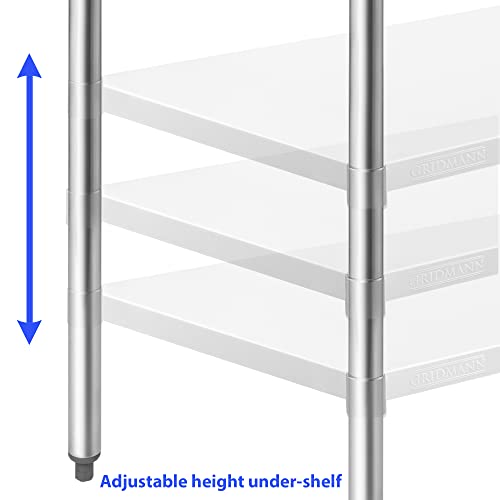 GRIDMANN Stainless Steel Work Table 60 x 24 Inches, NSF Commercial Kitchen Prep Table with Under Shelf for Restaurant and Home