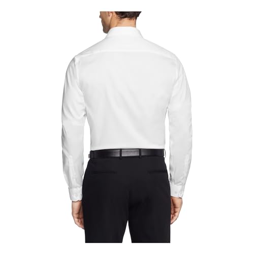 Kenneth Cole Reaction Men's Dress Shirt Slim Fit Stretch Collar Non Iron Solid, White, 15" Neck 32"-33" Sleeve