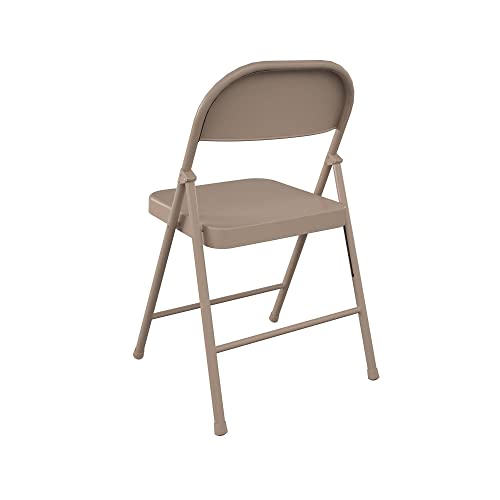 CoscoProducts COSCO SmartFold All-Steel Folding Chair, 4-Pack, Antique Linen