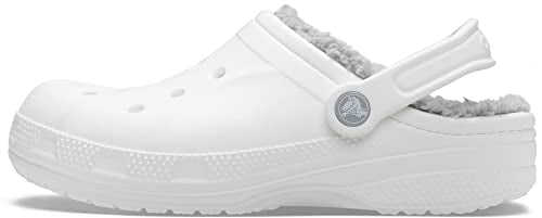 Crocs Unisex-Adult Ralen Lined Clogs | Fuzzy Slippers, White/Light Grey, 12 Women / 10 Men