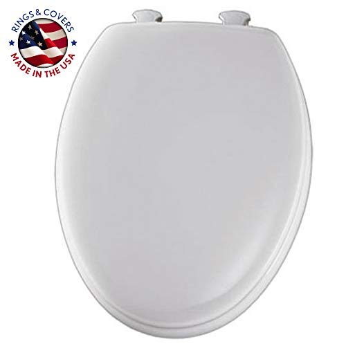 Mayfair Molded Wood Toilet Seat with Easy-Clean & Change Hinges, Elongated, White, 1844EC 000