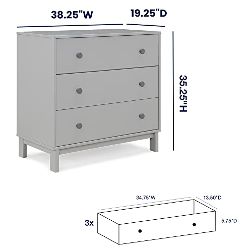 babyGap by Delta Children Charlie 6-in-1 Convertible Crib TrueSleep Crib and Toddler Mattress Legacy 3 Drawer Dresser (Bundle), Grey