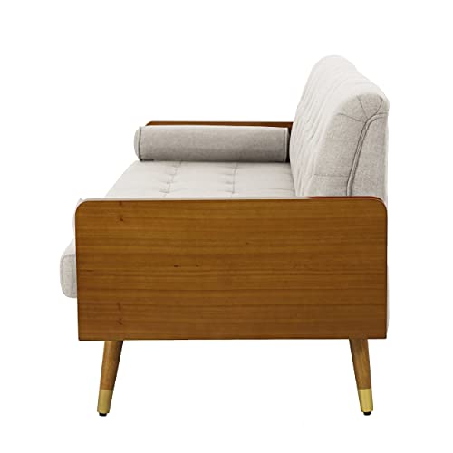 Christopher Knight Home Aidan Mid Century Modern Tufted Fabric Sofa, Beige
