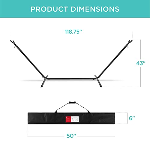 Best Choice Products 2-Person Double Hammock with Stand Set, Indoor Outdoor Brazilian-Style Cotton Bed for Backyard, Camping, Patio w/Carrying Bag, Steel Stand, 450lb Weight Capacity - Steel