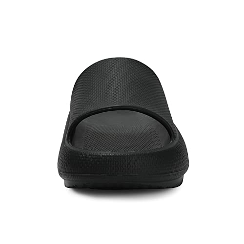 welltree Slides for Women Men Pillow Slippers Non-Slip Bathroom Shower Sandals Soft Thick Sole Indoor and Outdoor Slides,Black,13-14 Women/11.5-12.5 Men