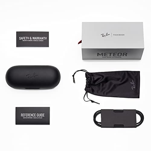 Ray-Ban Stories | Meteor Square Smart Glasses, Shiny Black/Green, 51 mm