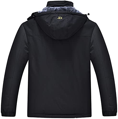 QPNGRP Mens Waterproof Ski Snowboarding Jacket Winter Windproof Snow Coat Black Large