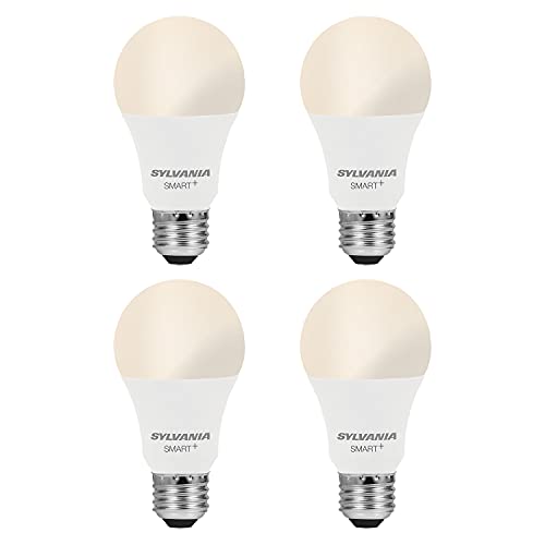 SYLVANIA Wifi LED Smart Light Bulb, 60W Equivalent Dimmable Soft White A19, Compatible with Alexa and Google Home Only - 4 Pack (75672)