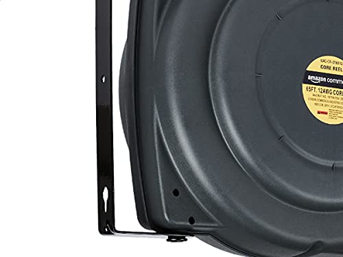 AmazonCommercial Extension Cord Reel Heavy Duty Retractable Long 12AWG x 65' Feet Industrial Grade 3C/SJT Cable with Triple Tap Connector and Swivel Bracket Power Rating 15A 125VAC 1875W 60Hz, Black