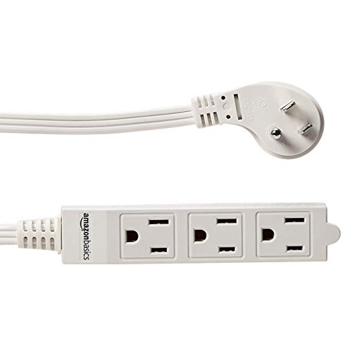 Amazon Basics Indoor Extension Cord Power Strip - 6-Foot, 3-Prong ,Flat Plug, Grounded - 13 Amps, 1625 Watts, 125 VAC - 2-Pack, White