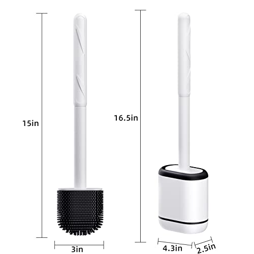 Toilet Brush, 2 Pack Toilet Bowl Brush and Holder Set, Silicone Toilet Bowl Brush with Handle, Bathroom Accessories Toilet Bowl Cleaners with Silicone Bristles, Toilet Cleaner Brush for Deep Cleaning