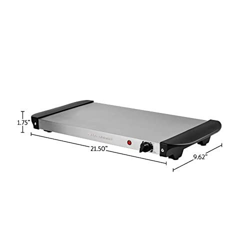 Ovente Electric Warming Tray with Adjustable Temperature Control Perfect for Buffets, Restaurants, House Parties, Events & Dinners, Compact Food Warmer & Server with Cool Touch Handles, Silver FW170S