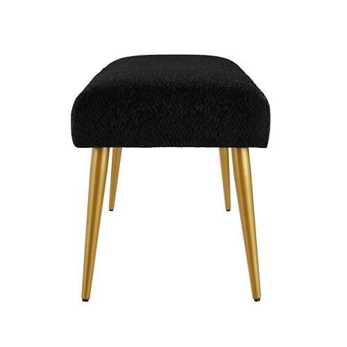 Ball & Cast Upholstered Bench, 44"W, Black