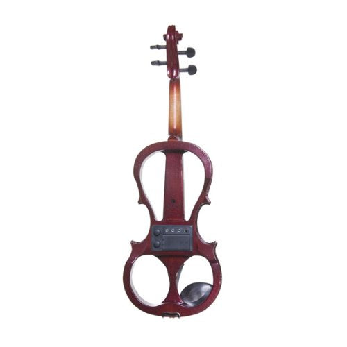 Cecilio CEVN-1NA Style 1 Silent Electric Solid Wood Violin with Ebony Fittings in Metallic Red Mahogany, Size 3/4